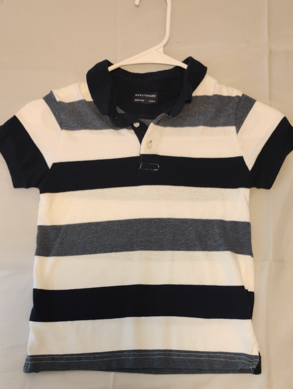 Nukutavake Boy’s Striped Polo Shirt Size 8 Navy White Mayoral